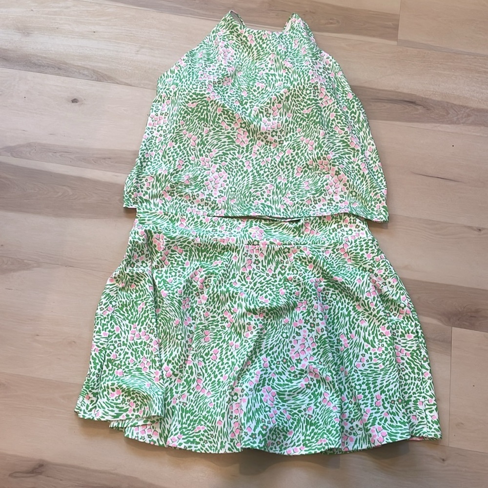 Fabletics flounce matching set skirt/skort bra tank floral 2X pickleball - Picture 5 of 13